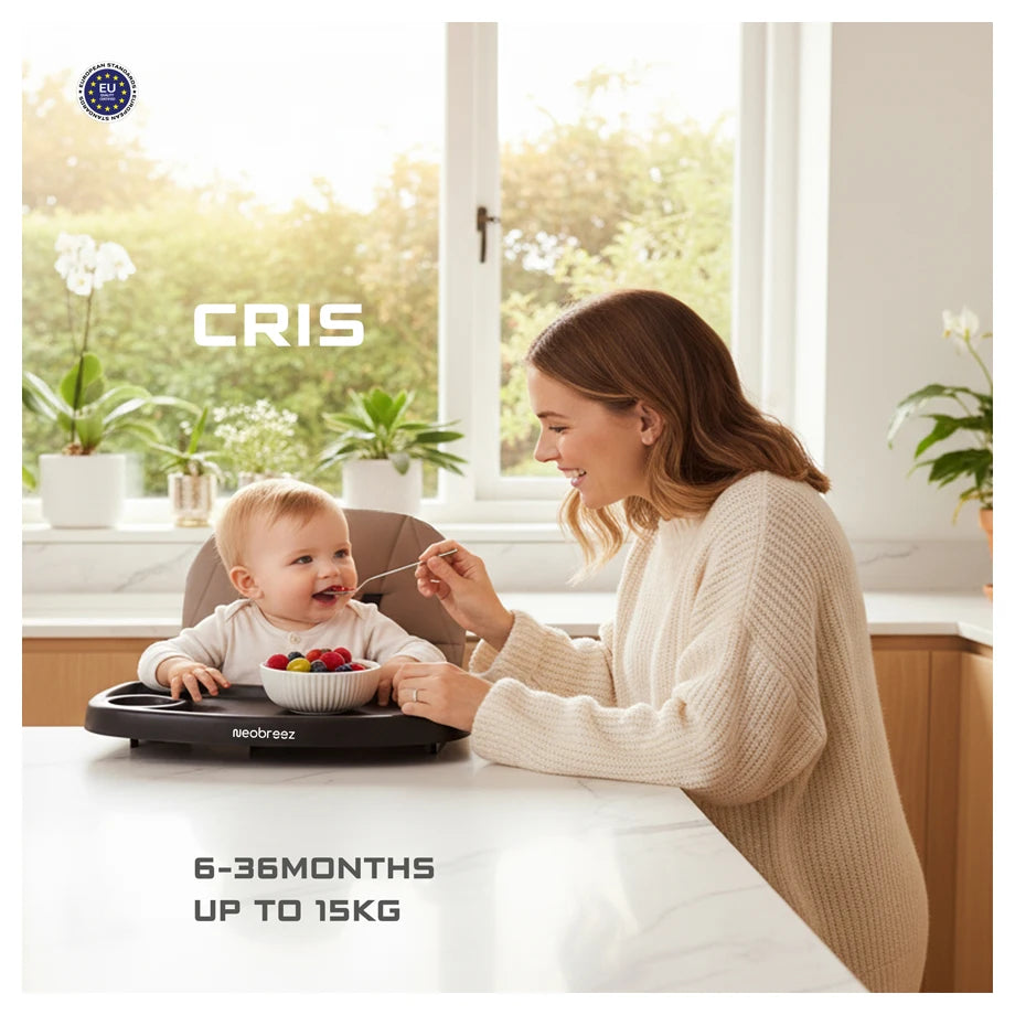 Neobreez CRIS Foldable Baby High Chair Lightweight and Portable 5kg (Brown-Black)