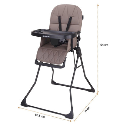 Neobreez CRIS Foldable Baby High Chair Lightweight and Portable 5kg (Brown-Black)
