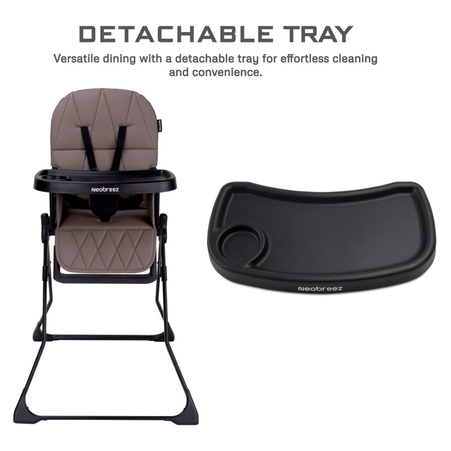 Neobreez CRIS Foldable Baby High Chair Lightweight and Portable 5kg (Brown-Black)