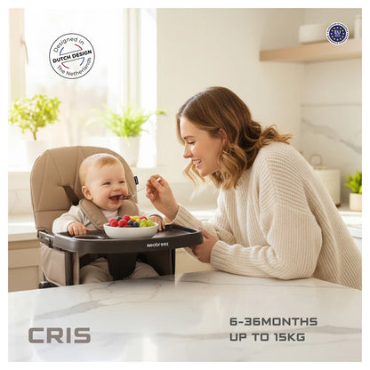 Neobreez CRIS Foldable Baby High Chair Lightweight and Portable 5kg (Brown-Black)