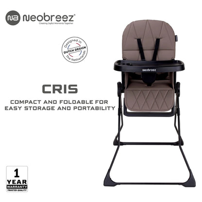 Neobreez CRIS Foldable Baby High Chair Lightweight and Portable 5kg (Brown-Black)
