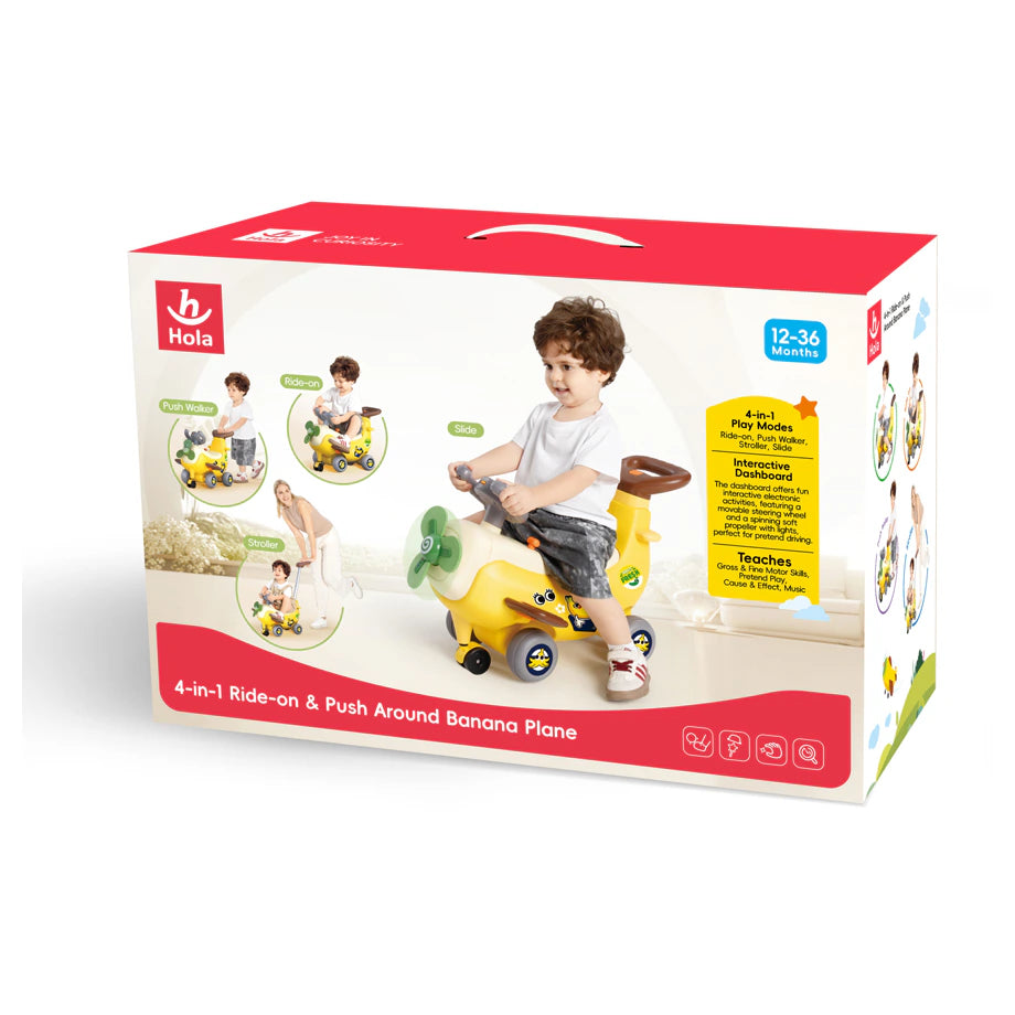 Hola Toys Push Around Banana Plane 4-In-1 Ride-On