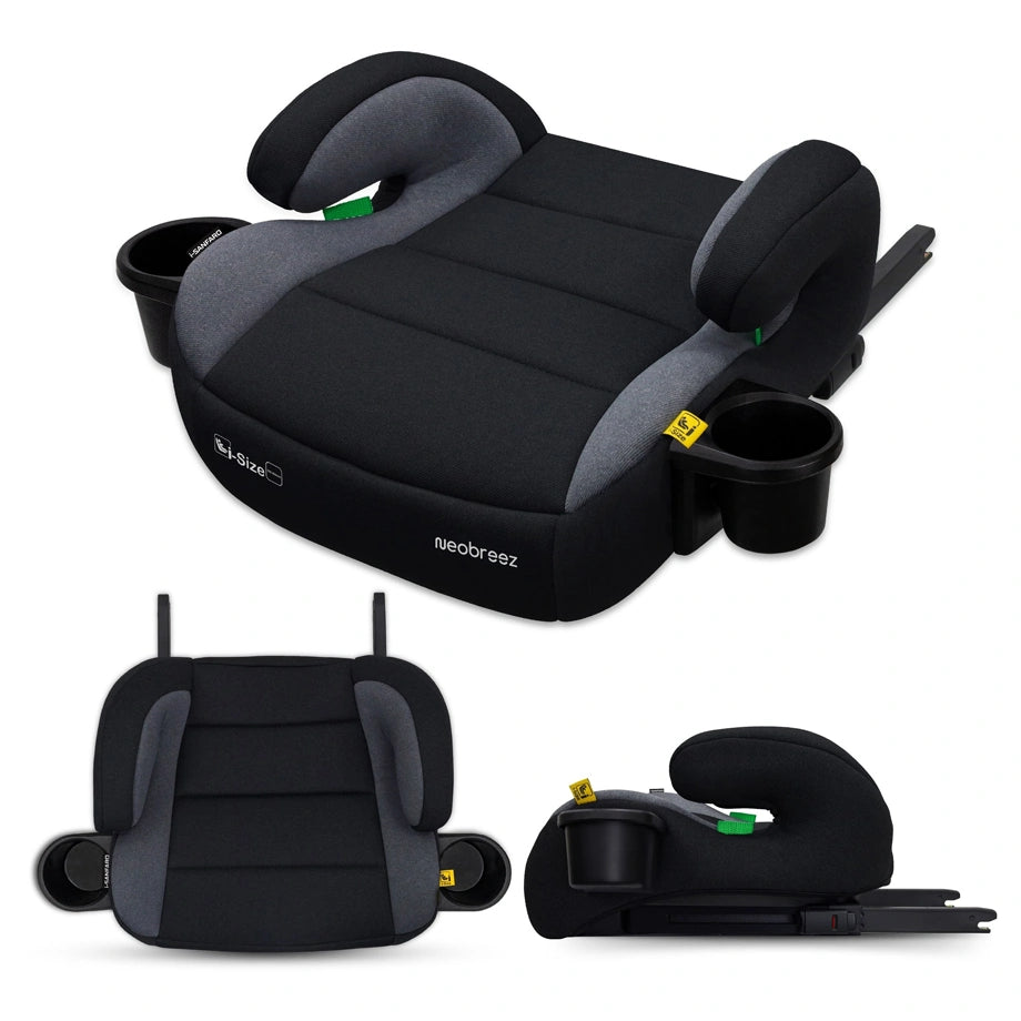 Neobreez SANFARO i-Size Kids Booster Car Seat With ISOFIX Group 2/3 With 2 Cup Holders(Dark Grey)