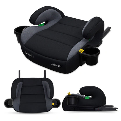 Neobreez SANFARO i-Size Kids Booster Car Seat With ISOFIX Group 2/3 With 2 Cup Holders(Dark Grey)