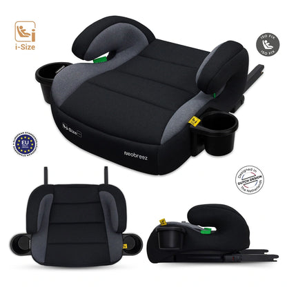 Neobreez SANFARO i-Size Kids Booster Car Seat With ISOFIX Group 2/3 With 2 Cup Holders(Dark Grey)