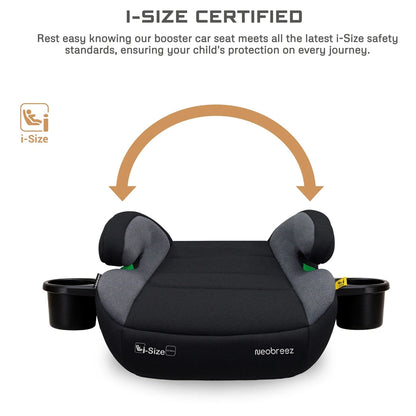 Neobreez SANFARO i-Size Kids Booster Car Seat With ISOFIX Group 2/3 With 2 Cup Holders(Dark Grey)