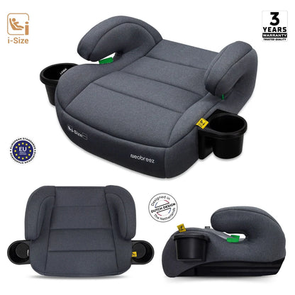 Neobreez Fira I-Size Kids Booster Car Seat Group 2/3 With 2 Cup Holders (Grey)