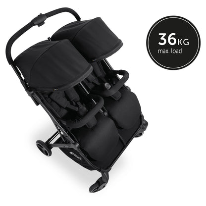 Hauck Swift X Duo Twin Pushchair Compact Side-By-Side ,Wide, One-Hand Fold (Black)