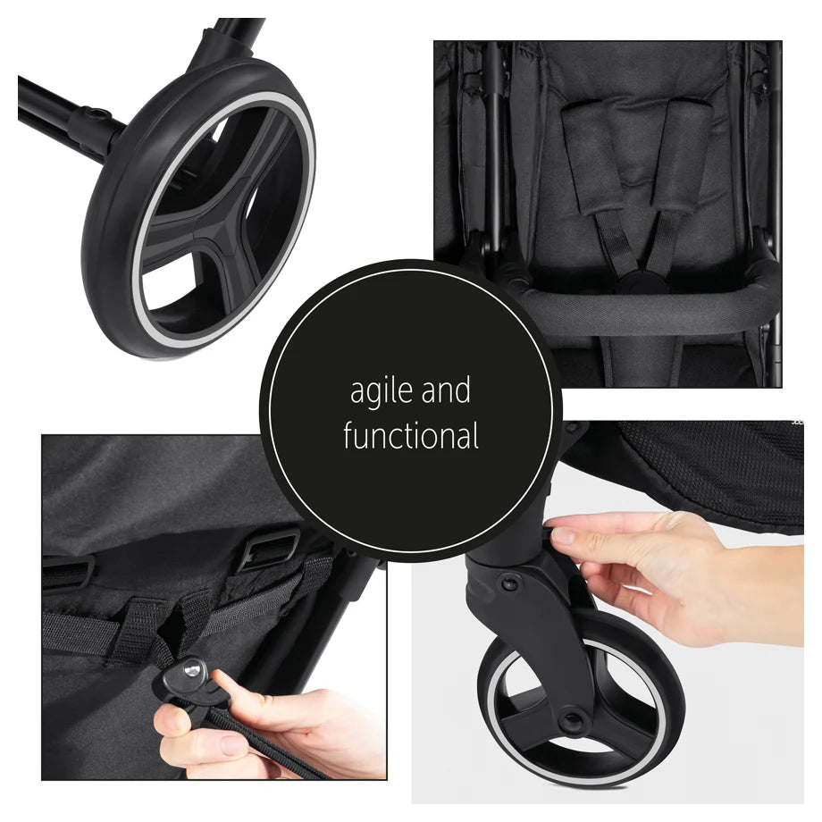 Hauck Swift X Duo Twin Pushchair Compact Side-By-Side ,Wide, One-Hand Fold (Black)