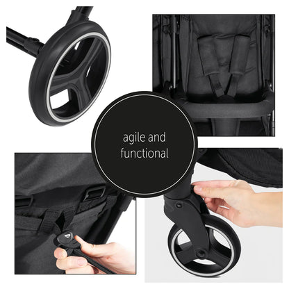 Hauck Swift X Duo Twin Pushchair Compact Side-By-Side ,Wide, One-Hand Fold (Black)