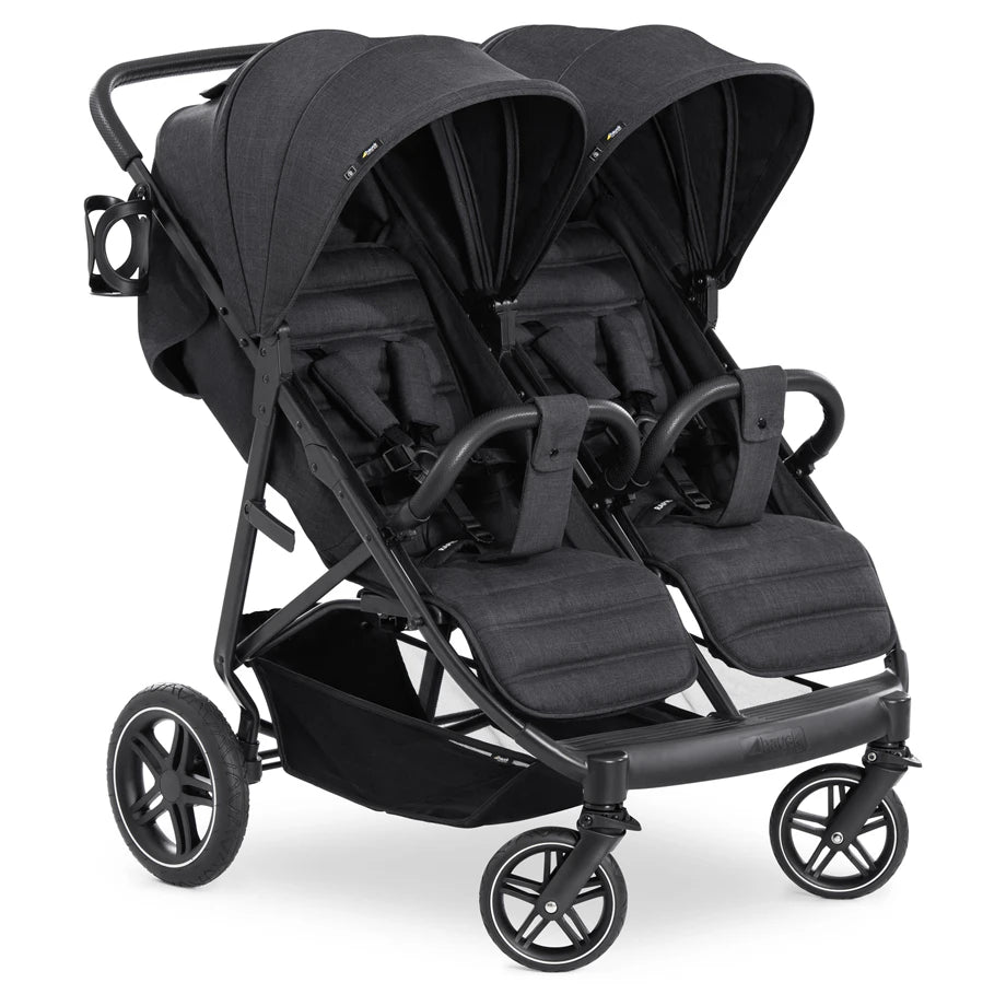Hauck Uptown Duo Twin Stroller Side-By-Side, Reclining Seats, All-Terrain (Black)