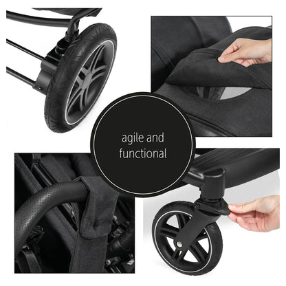 Hauck Uptown Duo Twin Stroller Side-By-Side, Reclining Seats, All-Terrain (Black)