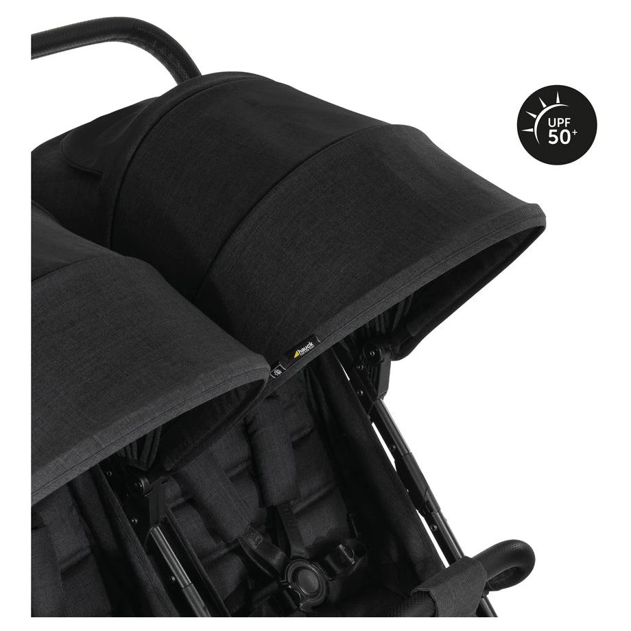 Hauck Uptown Duo Twin Stroller Side-By-Side, Reclining Seats, All-Terrain (Black)