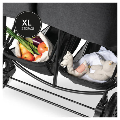 Hauck Uptown Duo Twin Stroller Side-By-Side, Reclining Seats, All-Terrain (Black)