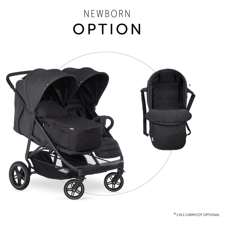 Hauck Uptown Duo Twin Stroller Side-By-Side, Reclining Seats, All-Terrain (Black)