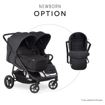 Hauck Uptown Duo Twin Stroller Side-By-Side, Reclining Seats, All-Terrain (Black)
