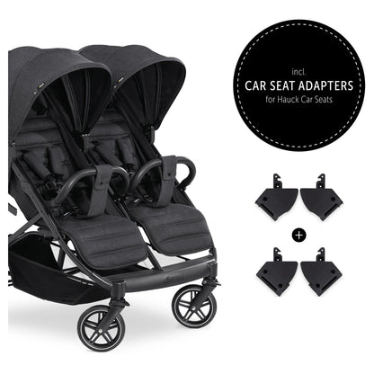 Hauck Uptown Duo Twin Stroller Side-By-Side, Reclining Seats, All-Terrain (Black)