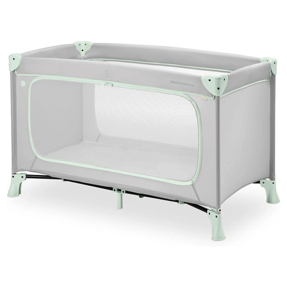 Hauck Dream N Play Plus Travel Bed Foldable Baby & Toddler Cot With Carry Bag (Dusty Mint)