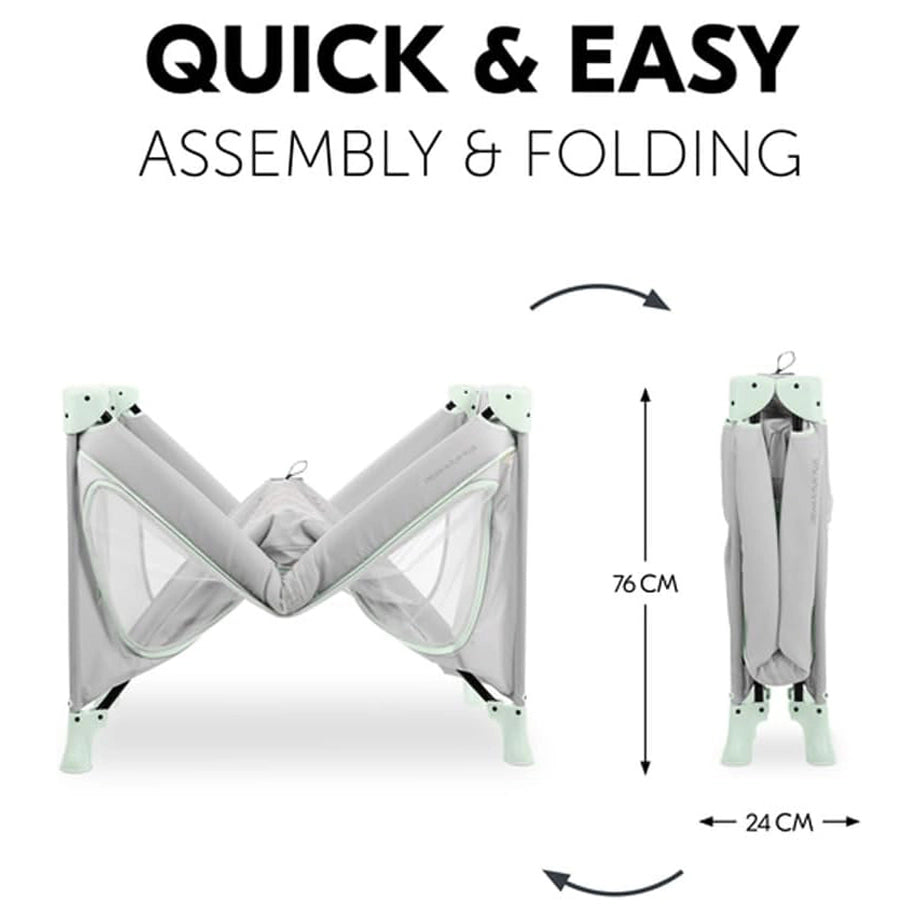 Hauck Dream N Play Plus Travel Bed Foldable Baby & Toddler Cot With Carry Bag (Dusty Mint)