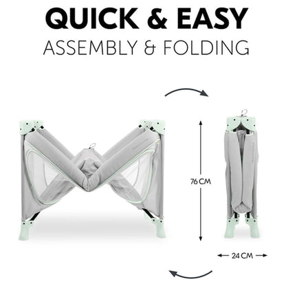 Hauck Dream N Play Plus Travel Bed Foldable Baby & Toddler Cot With Carry Bag (Dusty Mint)