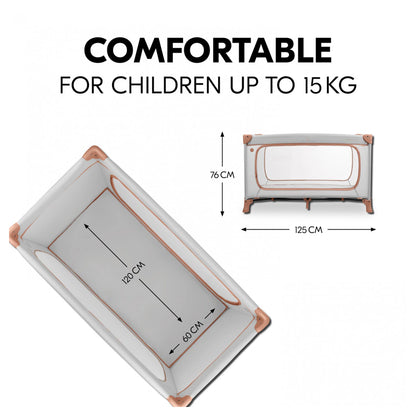 Hauck Dream N Play Plus Travel Bed Foldable Baby & Toddler Cot With Carry Bag (Dusty Cork)