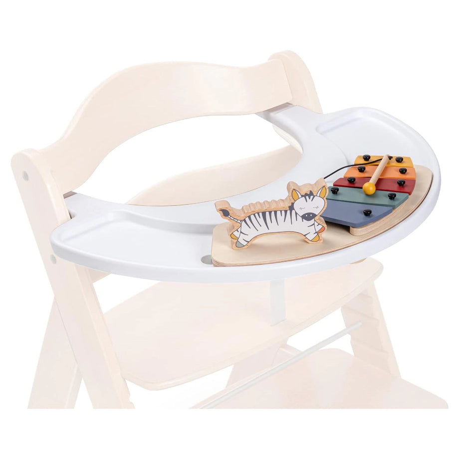 Hauck Play Music Set Baby Wooden Xylophone & Game Board For Alpha+ & Beta+ High Chair (Zebra White)