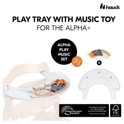 Hauck Play Music Set Baby Wooden Xylophone & Game Board For Alpha+ & Beta+ High Chair (Zebra White)