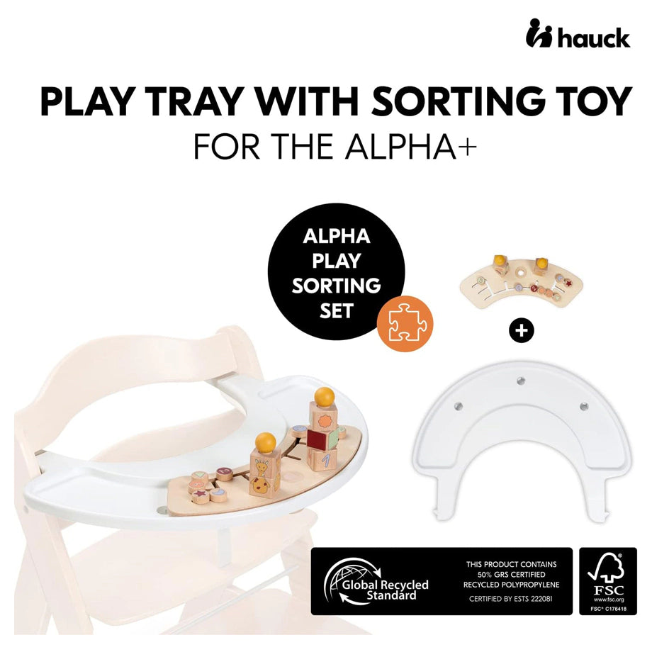 Hauck Play Sorting Set Baby Wooden Game Board For Alpha+ & Beta+ High Chair (Giraffe White)