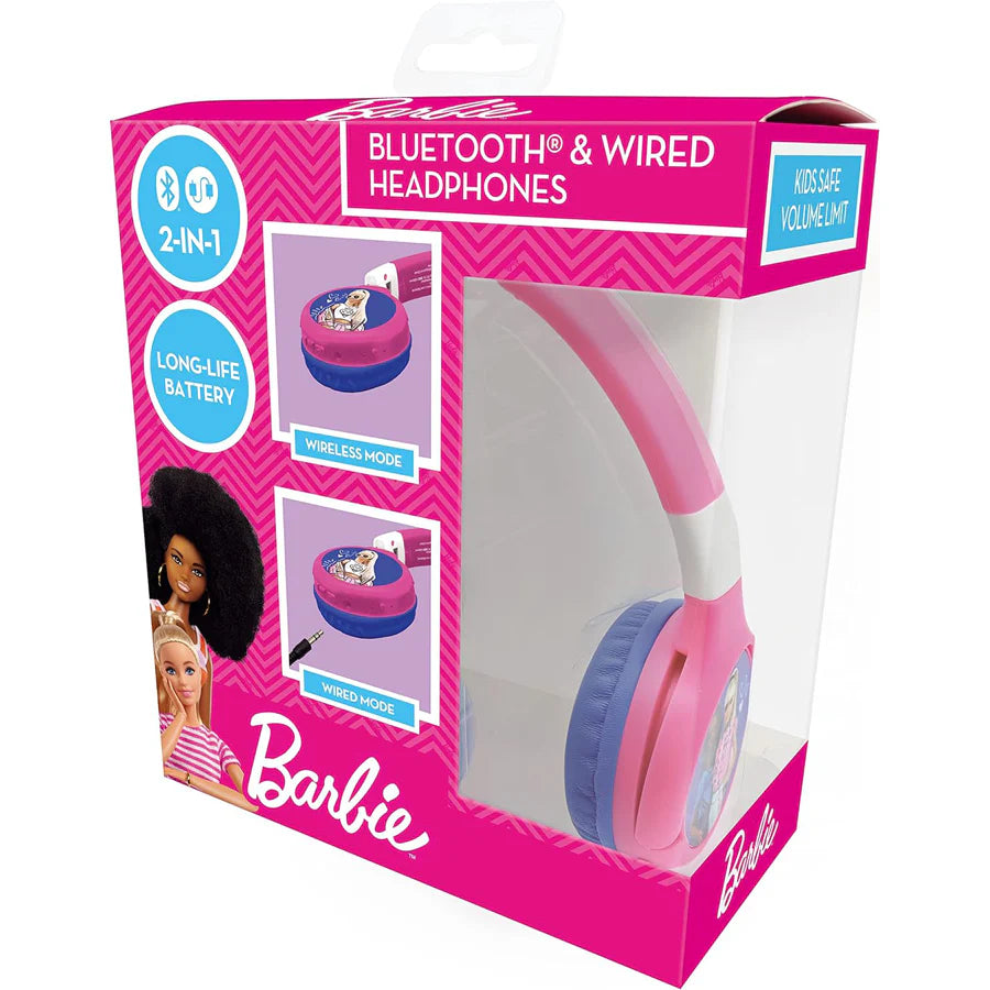 سماعة رأس Lexibook Barbie 2 في 1 مريحة قابلة للطي مزودة بتقنية البلوتوث والسلكية سماعة رأس Lexibook Barbie 2 في 1 مريحة قابلة للطي مزودة بتقنية البلوتوث والسلكية