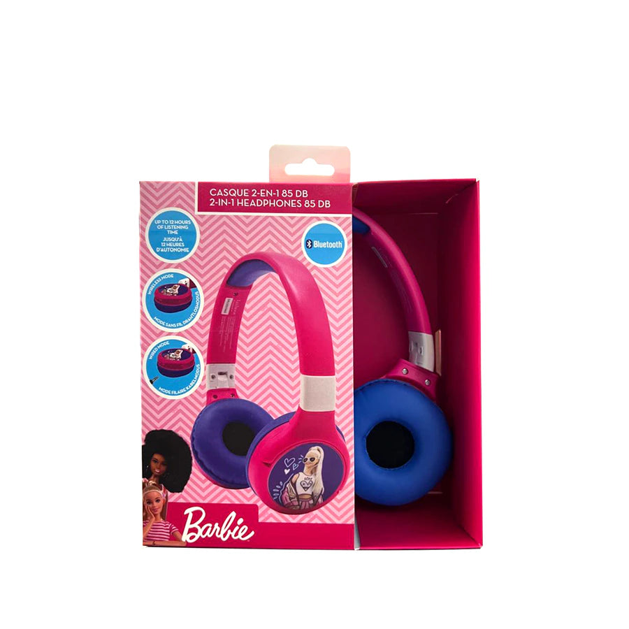 سماعة رأس Lexibook Barbie 2 في 1 مريحة قابلة للطي مزودة بتقنية البلوتوث والسلكية سماعة رأس Lexibook Barbie 2 في 1 مريحة قابلة للطي مزودة بتقنية البلوتوث والسلكية
