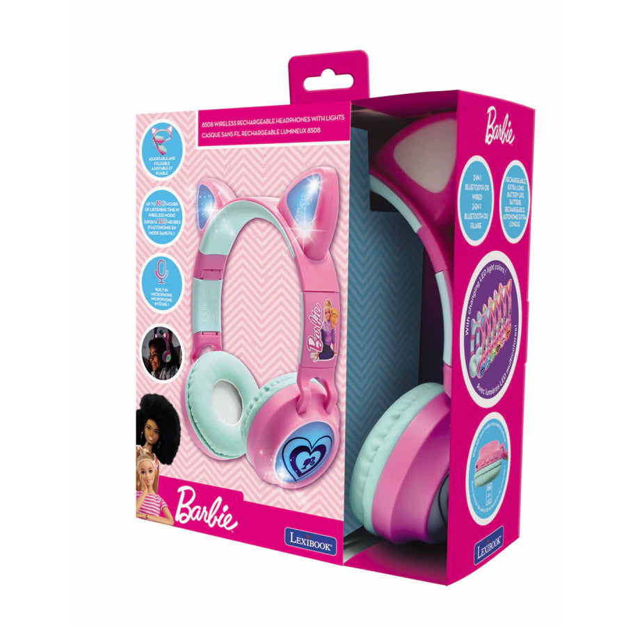 Lexibook Barbie Wireless Rechargeable Headphones W/Light