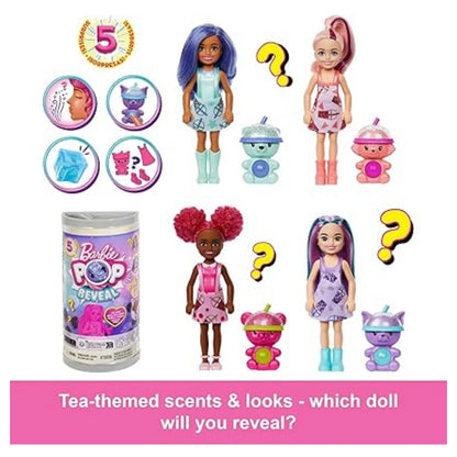 Barbie  Pop Reveal Bubble Tea Series Doll with 5 Surprises (15 cm, Assorted)
