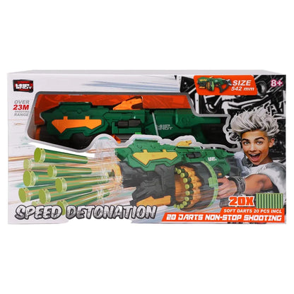 Hip Shot Battery-Operated Soft Bullet Gun Set (20 Chambers, Includes 40 Bullets)