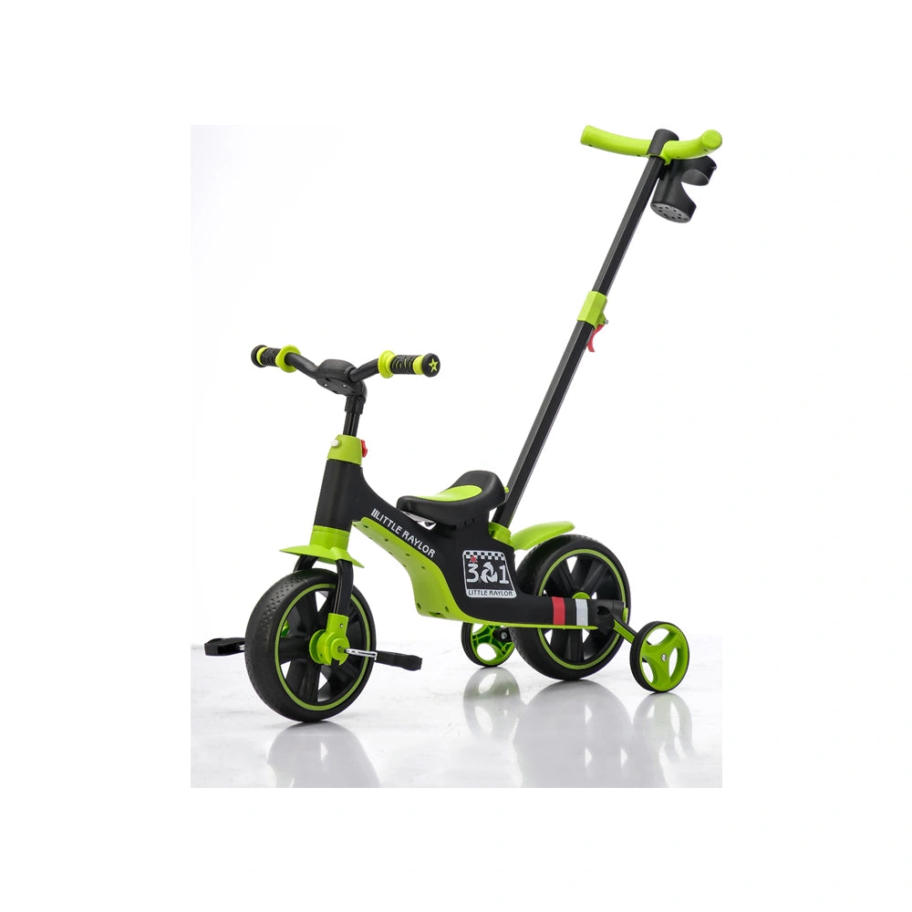 Tobbi Toys Kids 3-in-1 Tricycle with Parent Push Handle (Green)