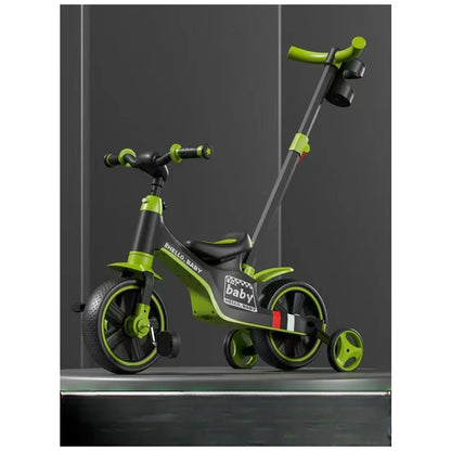 Tobbi Toys Kids 3-in-1 Tricycle with Parent Push Handle (Green)