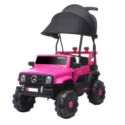 Tobbi Kids Mercedes Unimog Style 6V Battery Ride-On With Canopy (Pink)