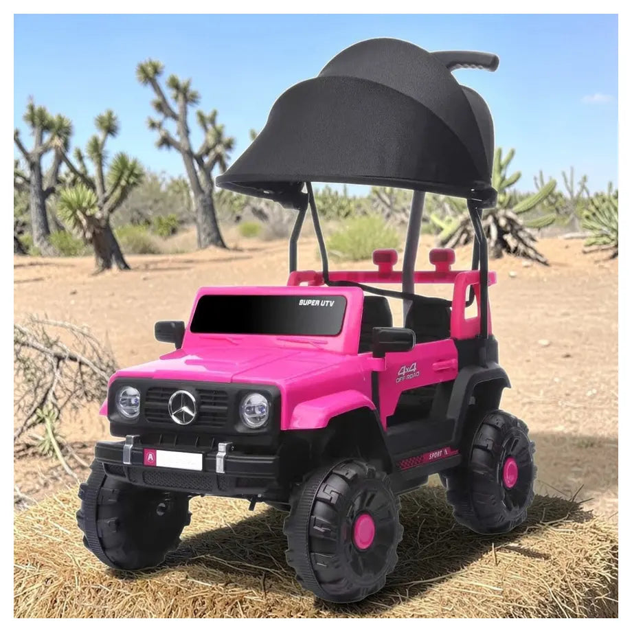 Tobbi Kids Mercedes Unimog Style 6V Battery Ride-On With Canopy (Pink)
