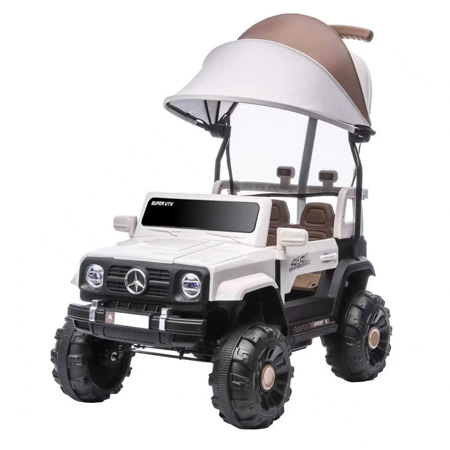 Tobbi Kids Mercedes Unimog Style 6V Battery Ride-On With Canopy (White)