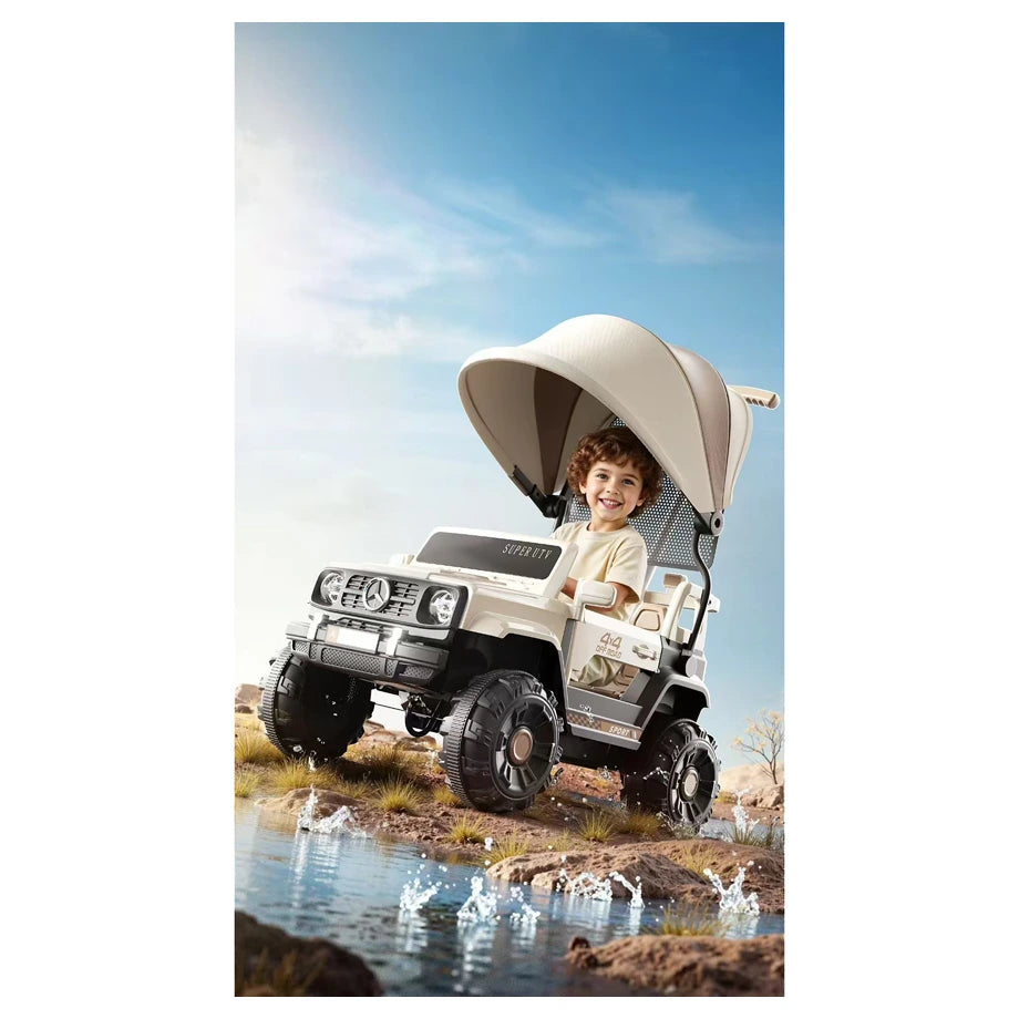 Tobbi Kids Mercedes Unimog Style 6V Battery Ride-On With Canopy (White)