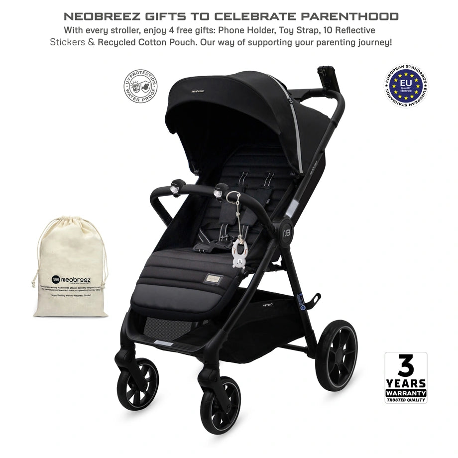 Neobreez Vento All Terrain High Landscape Baby Stroller (Black)