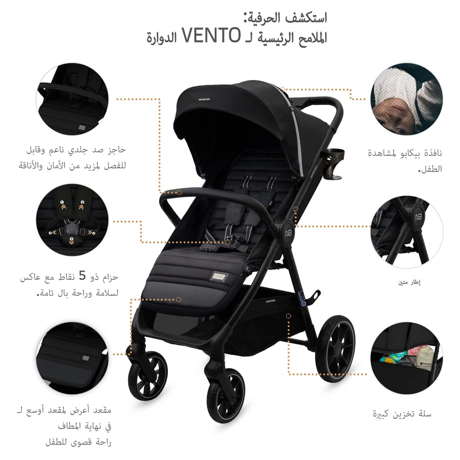 Neobreez Vento All Terrain High Landscape Baby Stroller (Black)