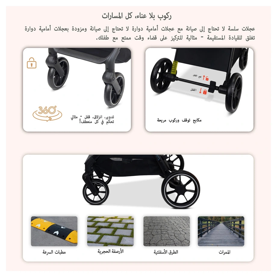 Neobreez Vento All Terrain High Landscape Baby Stroller (Black)