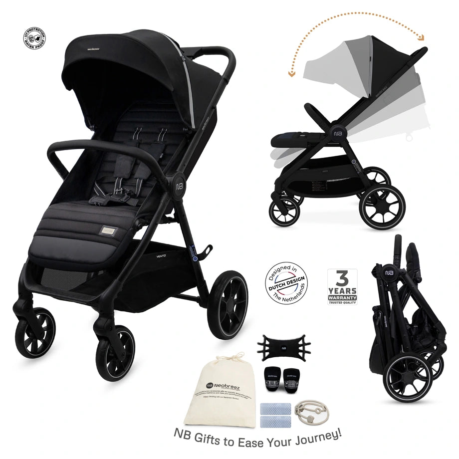 Neobreez Vento All Terrain High Landscape Baby Stroller (Black)