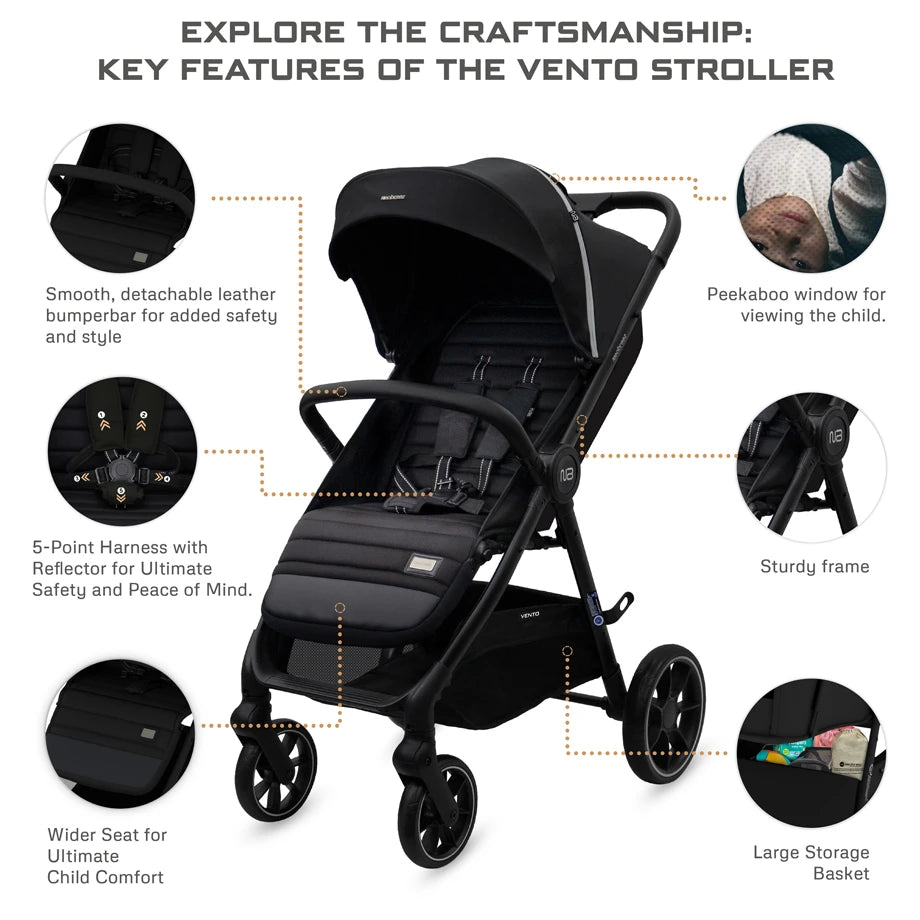 Neobreez Vento All Terrain High Landscape Baby Stroller (Black)