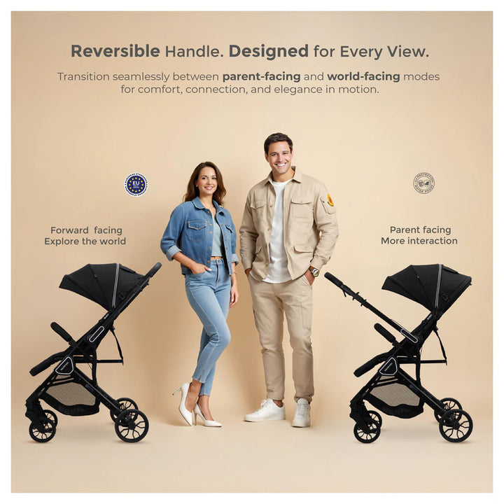 Neobreez Quint Reversible Handle Compact Travel Stroller (Black)
