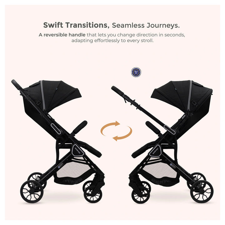 Neobreez Quint Reversible Handle Compact Travel Stroller (Black)