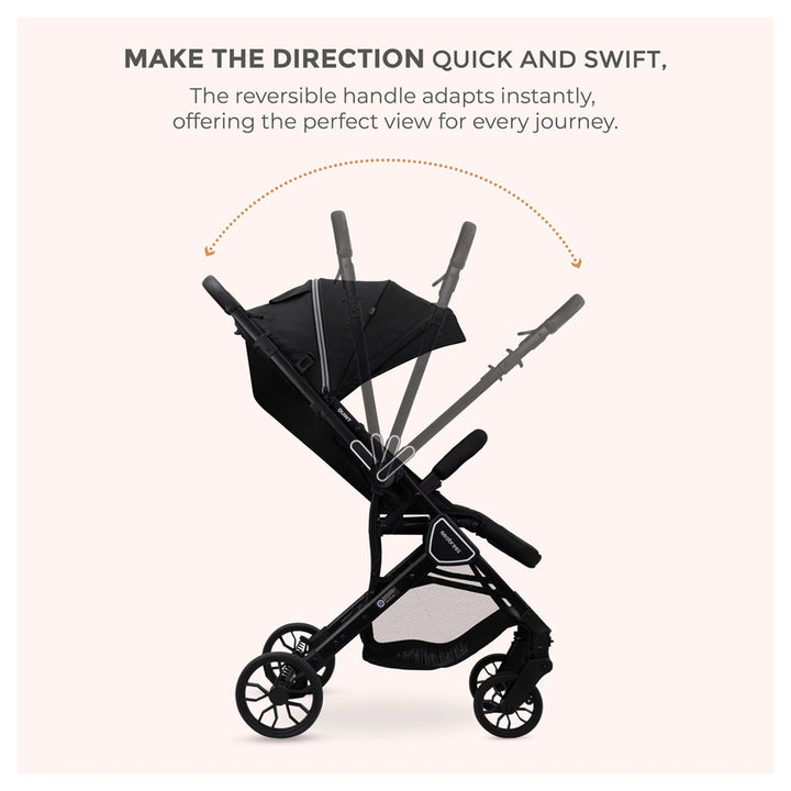 Neobreez Quint Reversible Handle Compact Travel Stroller (Black)