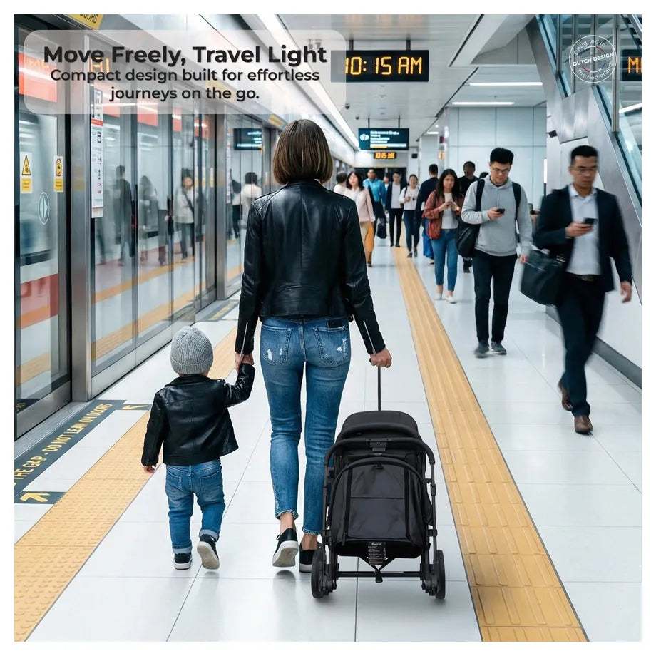 Neobreez Quint Reversible Handle Compact Travel Stroller (Black)
