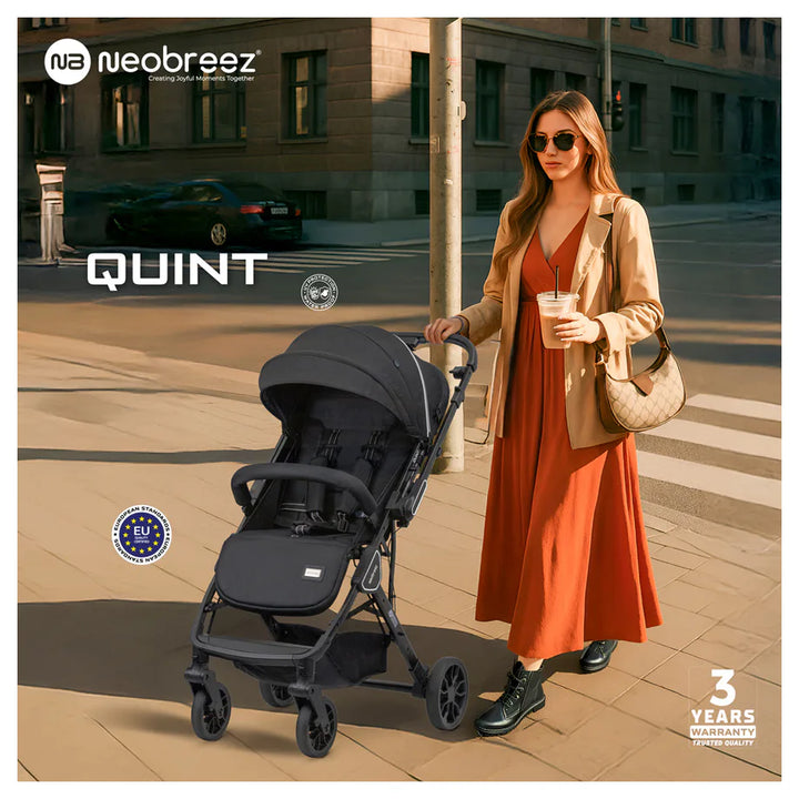 Neobreez Quint Reversible Handle Compact Travel Stroller (Black)