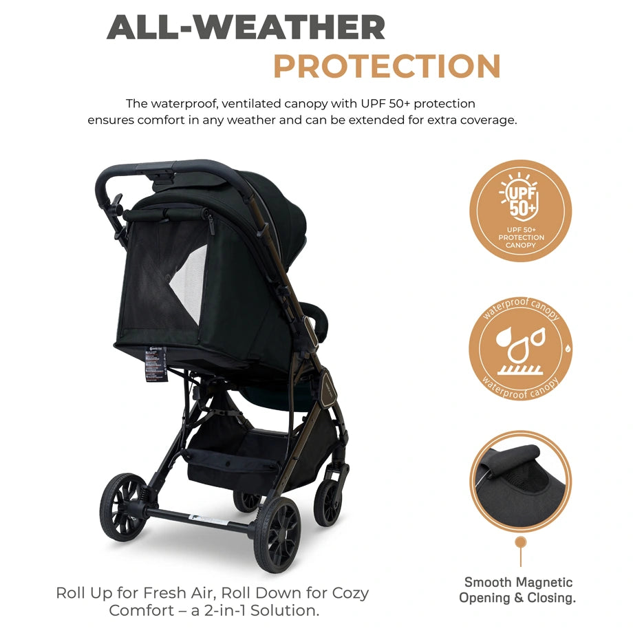 Neobreez Quint Reversible Handle Compact Travel Stroller (Black)